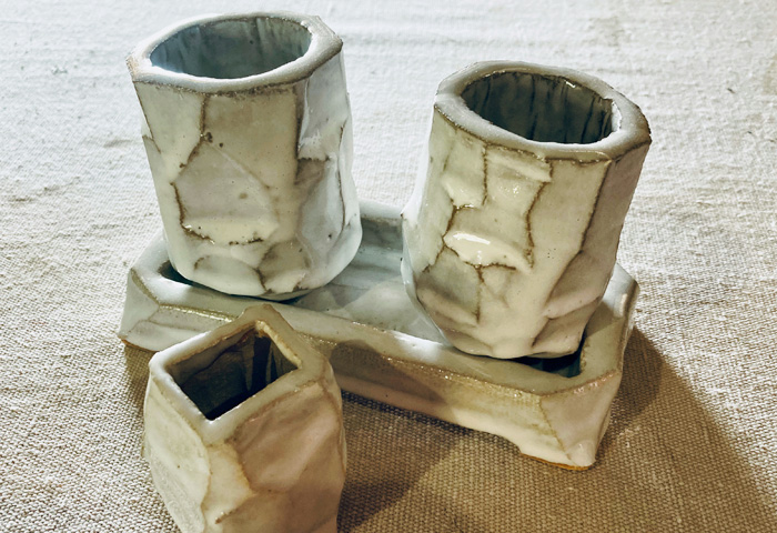 kinoki pottery 4枚セット Kurinuki: Japanese Carved Pottery—Tea Cups and Vase - Glen Arbor